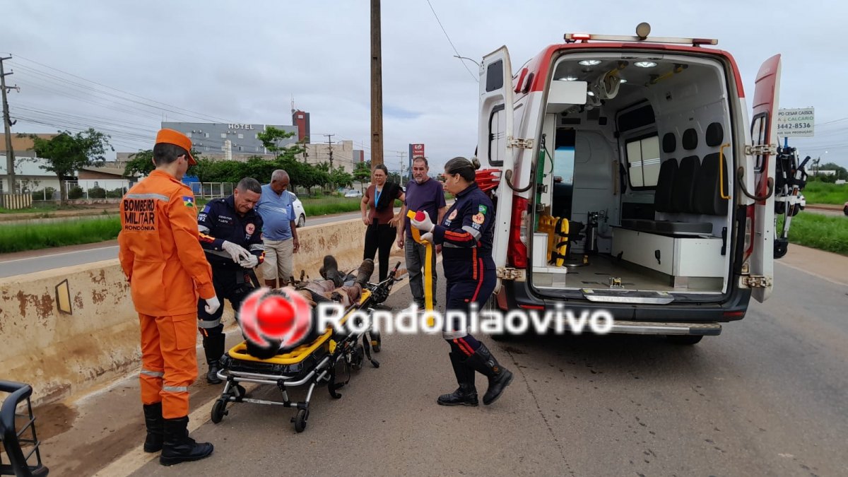 URGENTE: Motociclista é fechado por carreta e sofre grave acidente na BR-364 