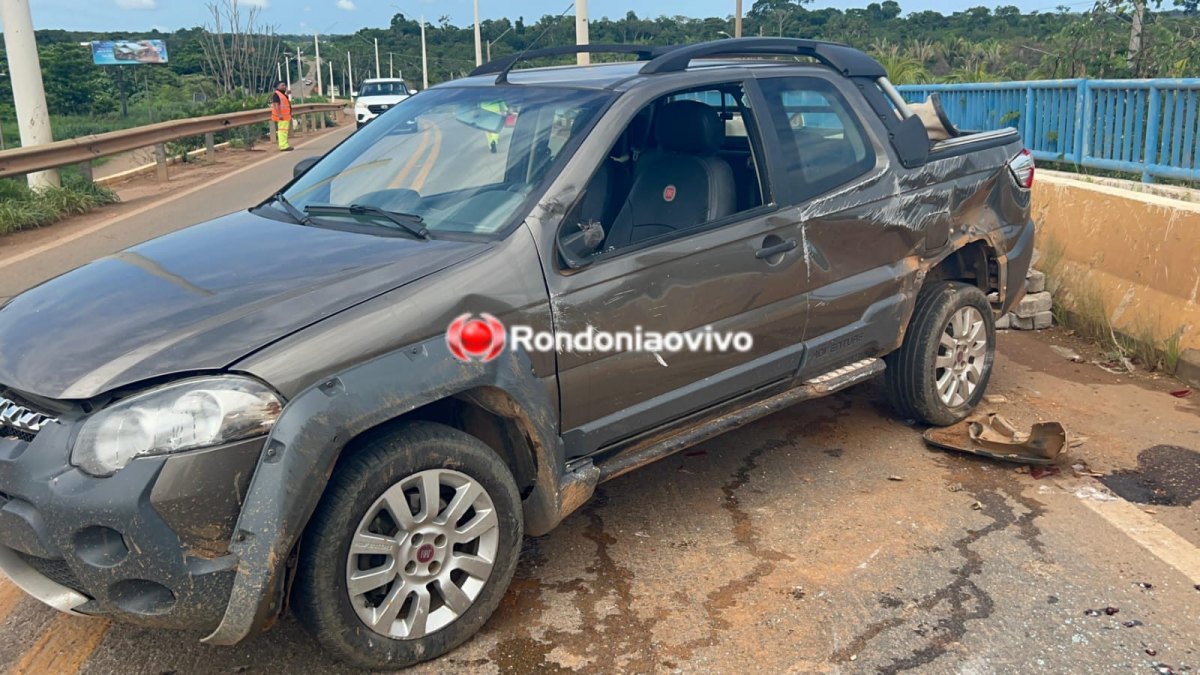 URGENTE: Capotamento de Fiat Strada é registrado na ponte do rio Madeira 