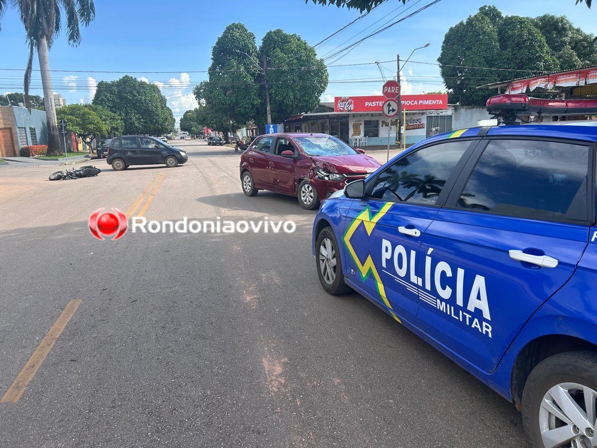 NA JACI-PARANÁ: Motociclista fica em estado grave após carro avançar preferencial 