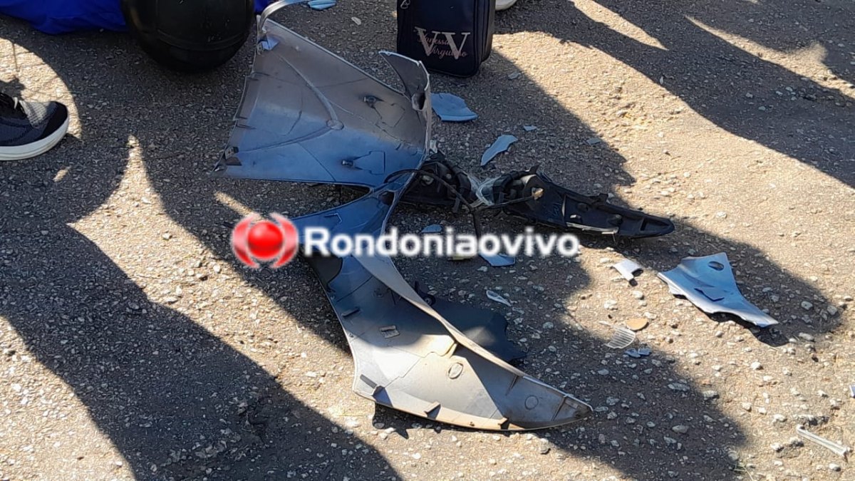 CARRO AVANÇOU: Motociclista de 26 anos sofre vários ferimentos após acidente no Centro 