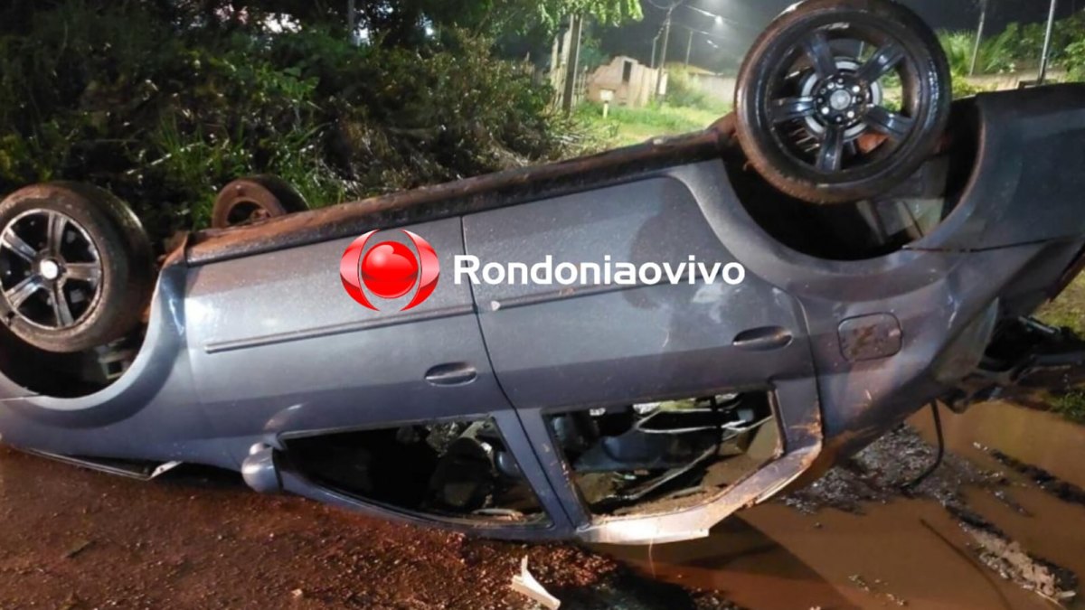 SEM CONTROLE: Motorista fica seriamente ferido após acidente com capotamento de Logan