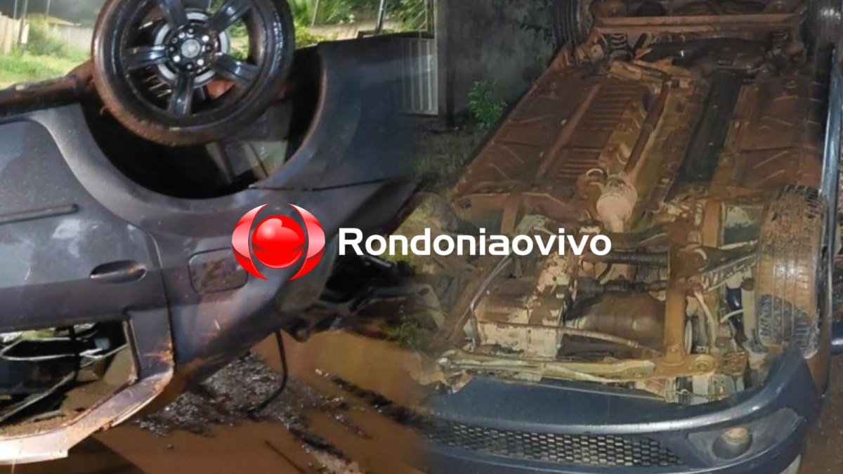 SEM CONTROLE: Motorista fica seriamente ferido após acidente com capotamento de Logan