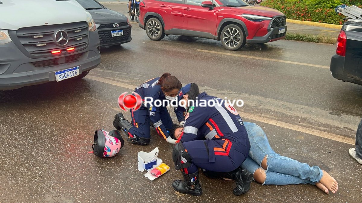 VÍDEO: Mulher sofre grave acidente na Jorge Teixeira e  motorista de HB20 foge