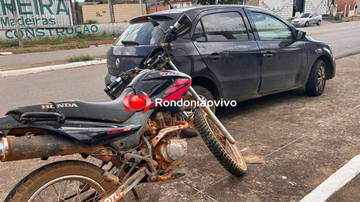VÍDEO: Mulher fica ferida após acidente entre moto e carro