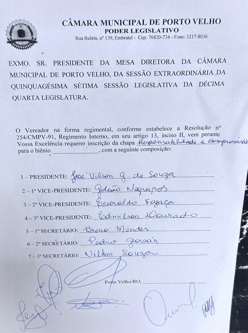 ANULA A ANTERIOR: Câmara de Porto Velho faz sessão extraordinária para eleger nova Mesa Diretora