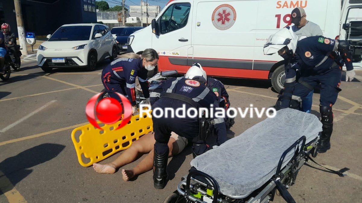 VÍDEO: Mulher em moto fica ferida após condutor avançar na 7 de Setembro