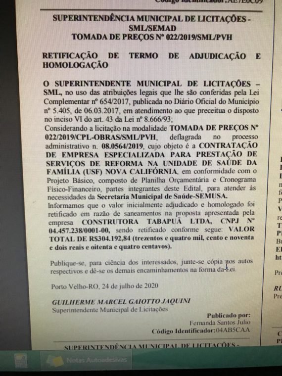 NOVA CALIFÓRNIA: Atendendo indicação de Márcio Pacele Unidade de Saúde será reformada