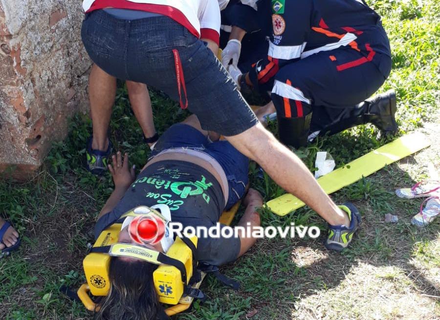 AVANÇOU: Mulher fica em estado grave após acidente envolvendo carro e moto na '7'