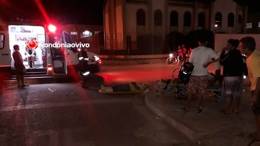 CRUZAMENTO: Acidente entre motocicletas deixa três pessoas feridas em Porto Velho