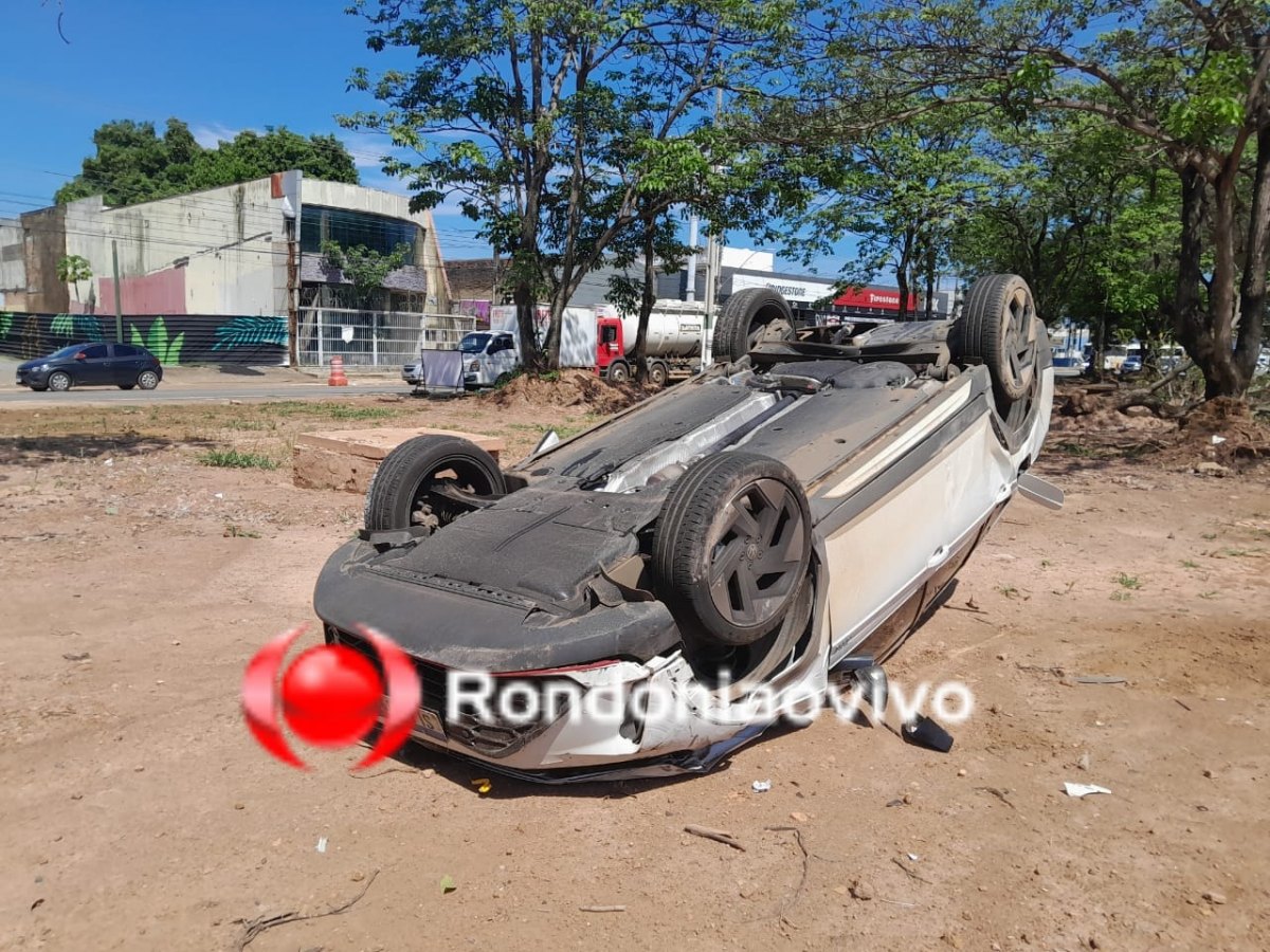 VEJA O MOMENTO: Vídeo registra grave capotamento na Avenida Jorge Teixeira 