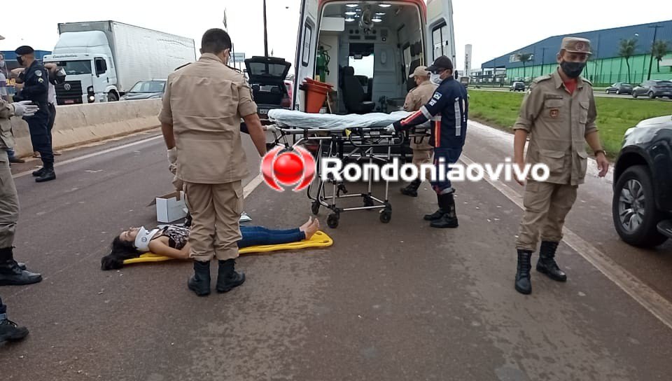 ACIDENTE: Colisão entre carro e motocicleta deixa mulher ferida na BR-364