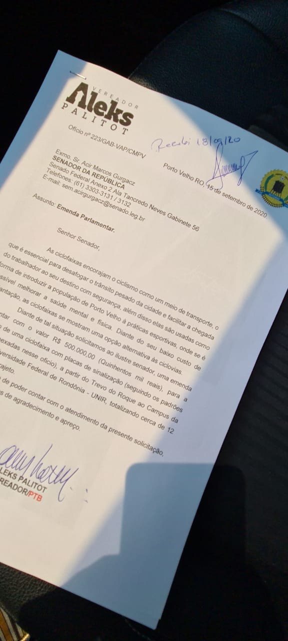 BR-364: Em conversa com Acir Gurgacz, Palitot consegue ciclo faixa para capital