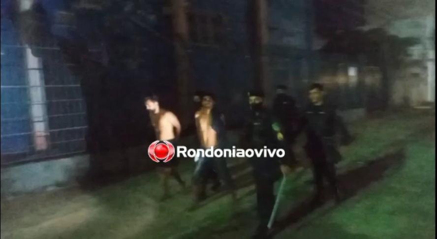 VÍDEO: Trio criminoso é preso pela PM após invadir restaurante pelo telhado
