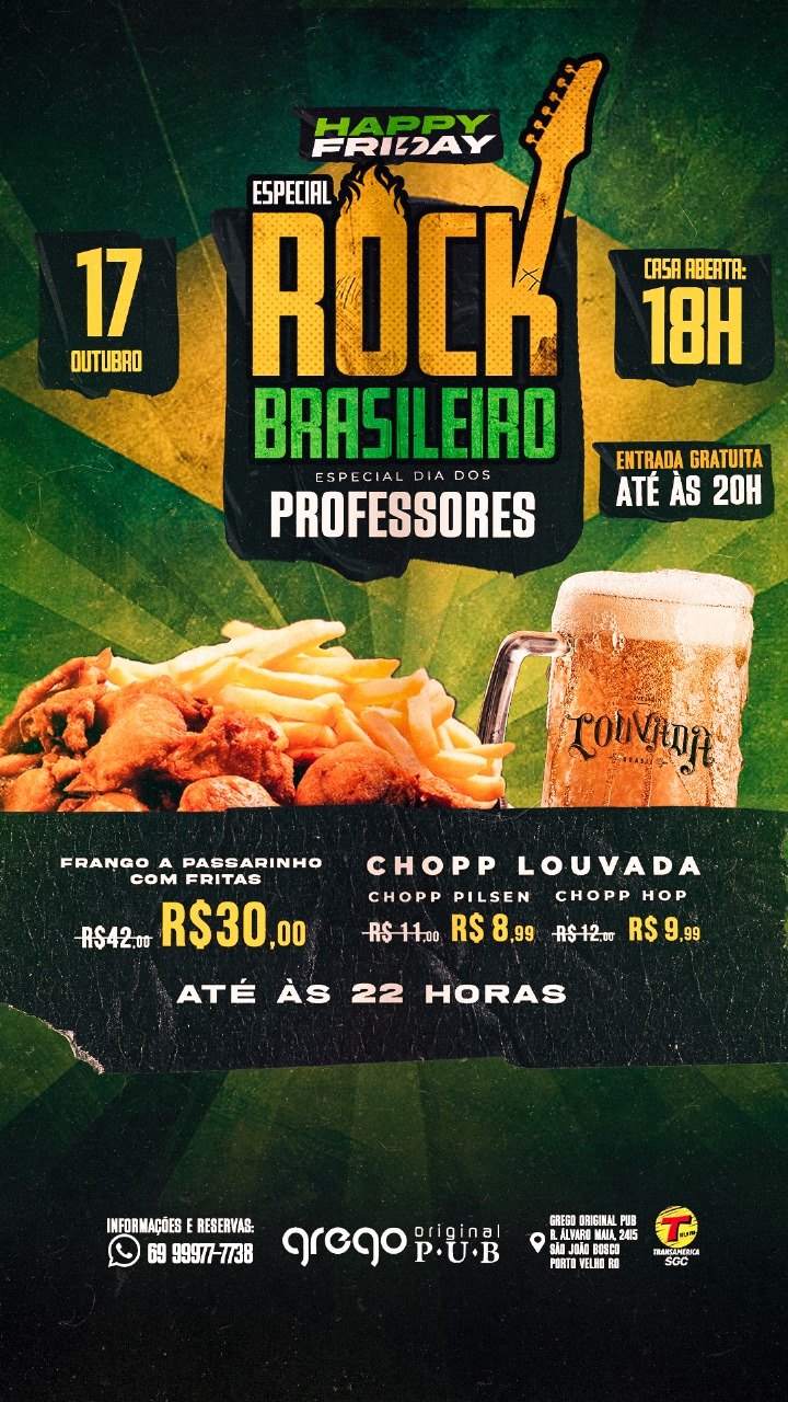 FEIJOADA E ROCK: Confira a agenda semanal do Grego Original Pub
