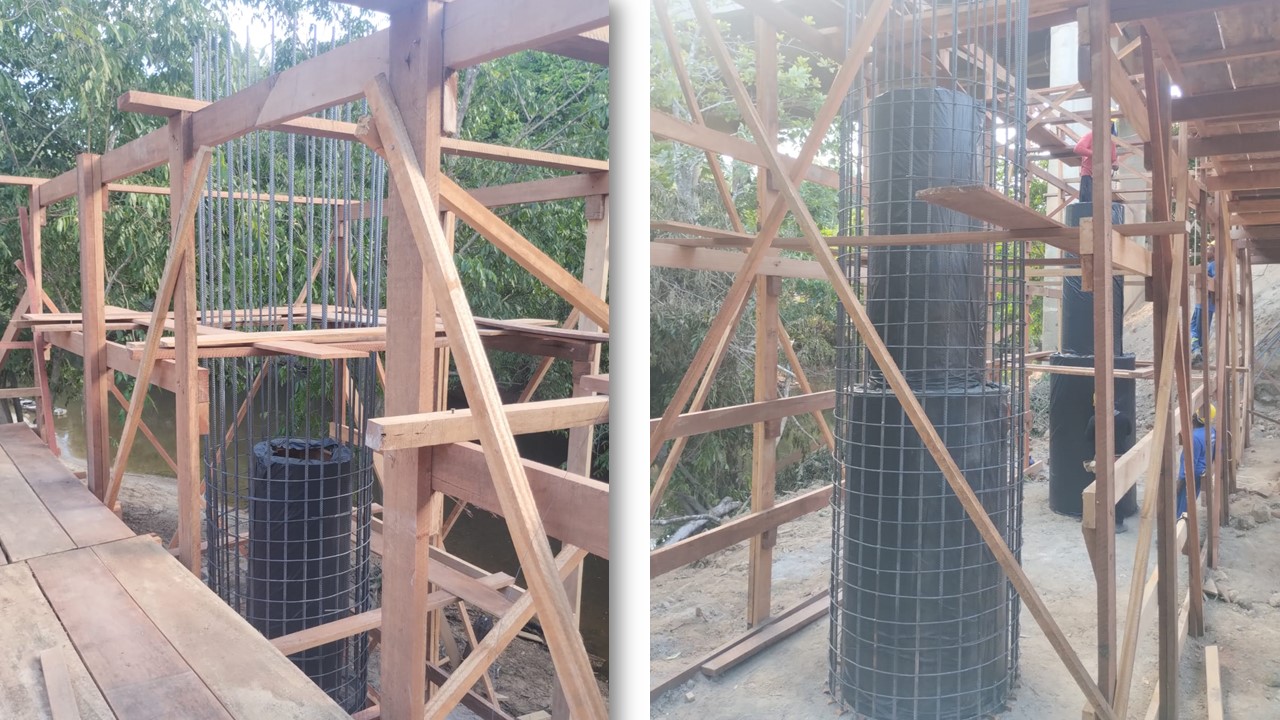 OBRAS EM ANDAMENTO: Ponte do rio Novo recebe novas estacas de sustentação 