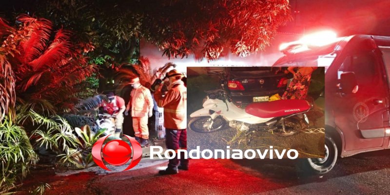 INABILITADO: Motoqueiro embriagado passa direto e vai parar dentro de córrego