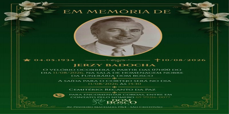 LUTO: Morre em Porto Velho o ex-deputado e ex-vereador Jerzy Badocha